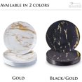 thumbnail image 3 of Marble Design Disposable Dinner Plates For Party (10 Pc) Heavy Duty Disposable Dinner Set 10.25”, Fine Dining Plastic Dishes For Elegant China Look, for Upscale Wedding, Dining & Servings - Black/Gold, 3 of 5