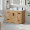 thumbnail image 3 of Anais 48" Wood Vanity in Light Brown with White Composite Stone Top no Mirror, 3 of 11