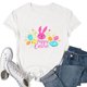 thumbnail image 2 of Tops de Cuello Alto para las Mujeres Pascua Impresa Camiseta Cuello Redondo de Manga Corta, Poliéster Spandex, 2 of 4