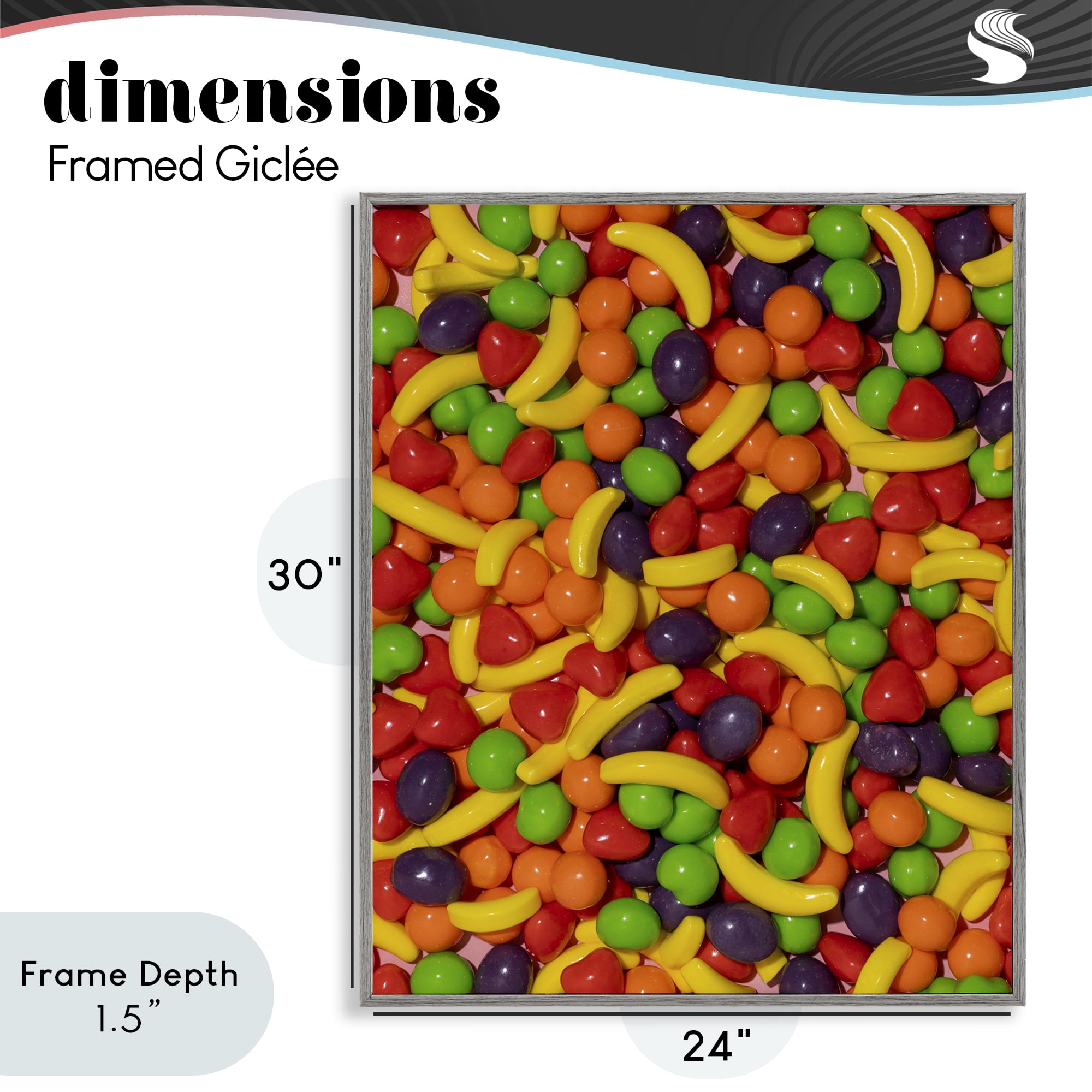 Stupell Industries Retro Assorted Fruit Candy Gray Framed Giclee Art, design by LISH Creative