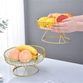 thumbnail image 5 of TAETOE Metal Wire Fruit Basket, 9 inch Pedestal Fruit Bowl with Marble Tray, Decorative Iron Wire Bread Snacks Holder Serving Bowl Vegetables Basket for Countertop, Home Decor, Table Centerpiece, 5 of 5
