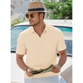 thumbnail image 2 of RICHCOIN Mens Casual Polo Shirt Summer Short Sleeve Vacation Button Beach Knit Stretchy Golf Shirts, 2 of 7