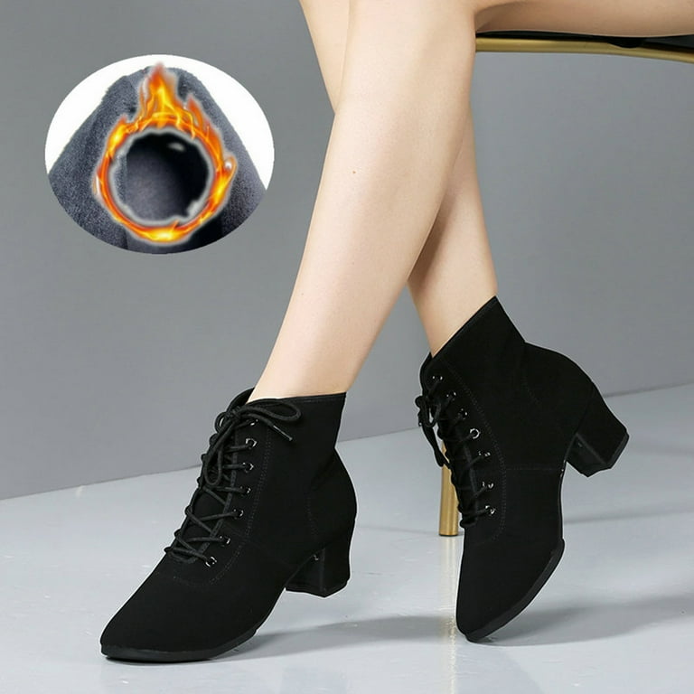 DVKOVI Work Shoes for Women Office Women s Ankle Boots Booties Women s Soft Sole Non Slip Square Heels Lace Up Round Toe Keep Warm Winter Dancing Shoes Womens Dress Shoes Low Heel