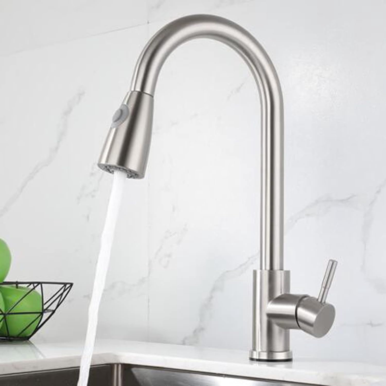 Touch Sensor Pull Out Kitchen Faucets Stainless Steel Brushed Kitchen Faucet Hot and Cold Water Swivel Kitchen Sink Touch Faucet