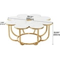thumbnail image 2 of White and Gold Coffee Table, 39.37-Inch Modern Flower-Shaped Coffee Table with Faux Marble Tabletop, 2 of 7