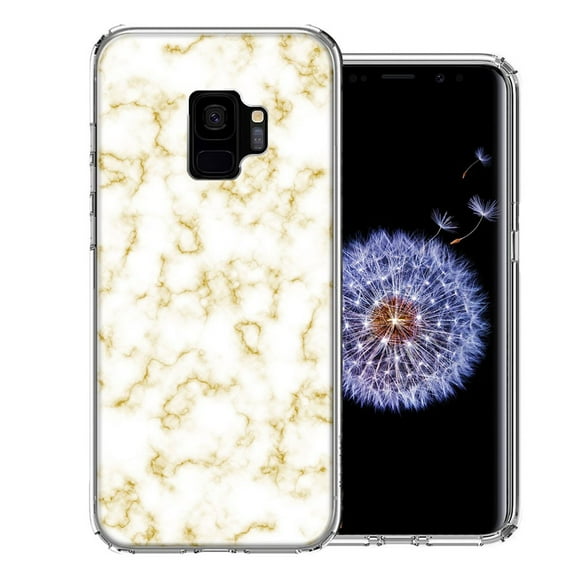 MUNDAZE For Samsung Galaxy S9 Gold Marble Design Double Layer Phone Case Cover