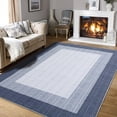 thumbnail image 2 of Living Room Rugs 9x12 Abstract Linear Area Rugs Stain-Resistant Modern Carpet Rugs Non-Slip Foldable Dining Room Rug Washable Low Pile Indoor Carpet for Under Table, Blue, 2 of 10