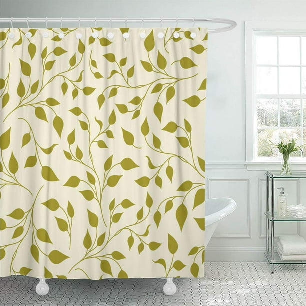 KSADK Green Leaf Leaves on Branch Beige Nature Shower Curtain Bathroom