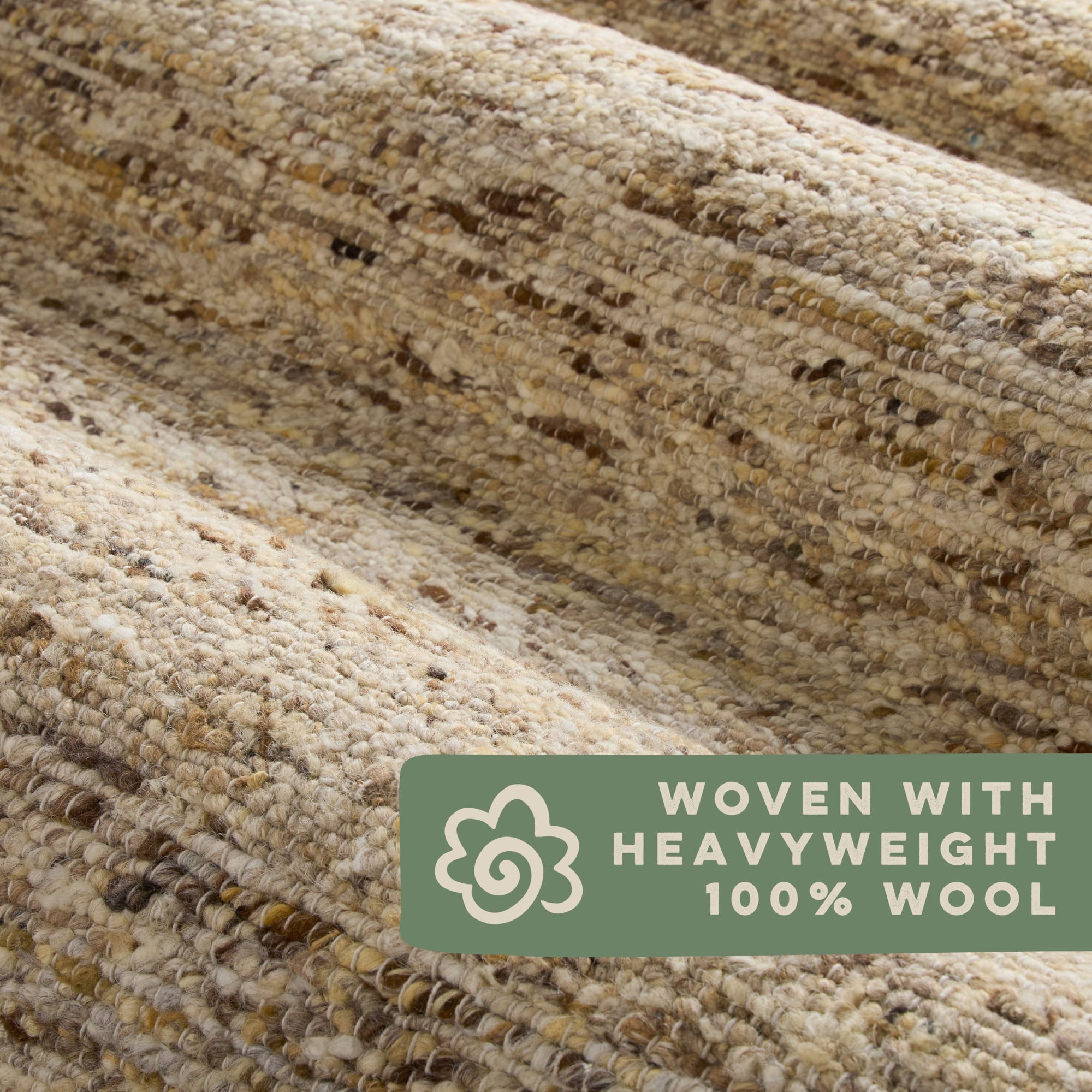 TOWN & COUNTRY TERRA Montana Textured Border Handcrafted 100% Wool Area Rug, Beige/Dark Brown, 6'x9'