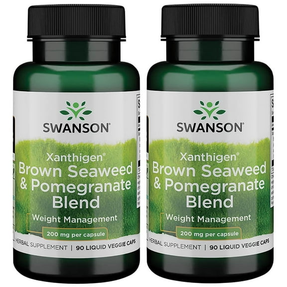 Swanson Xanthigen- Brown Seaweed & Pomegranate Blend- 200 Milligrams, 90 Liquid Veggie Caps (2 Pack)