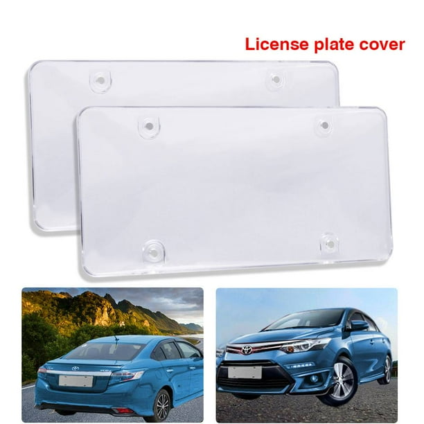 2x Clear Flat License Plate Cover Shield Tinted Plastic Tag Protector