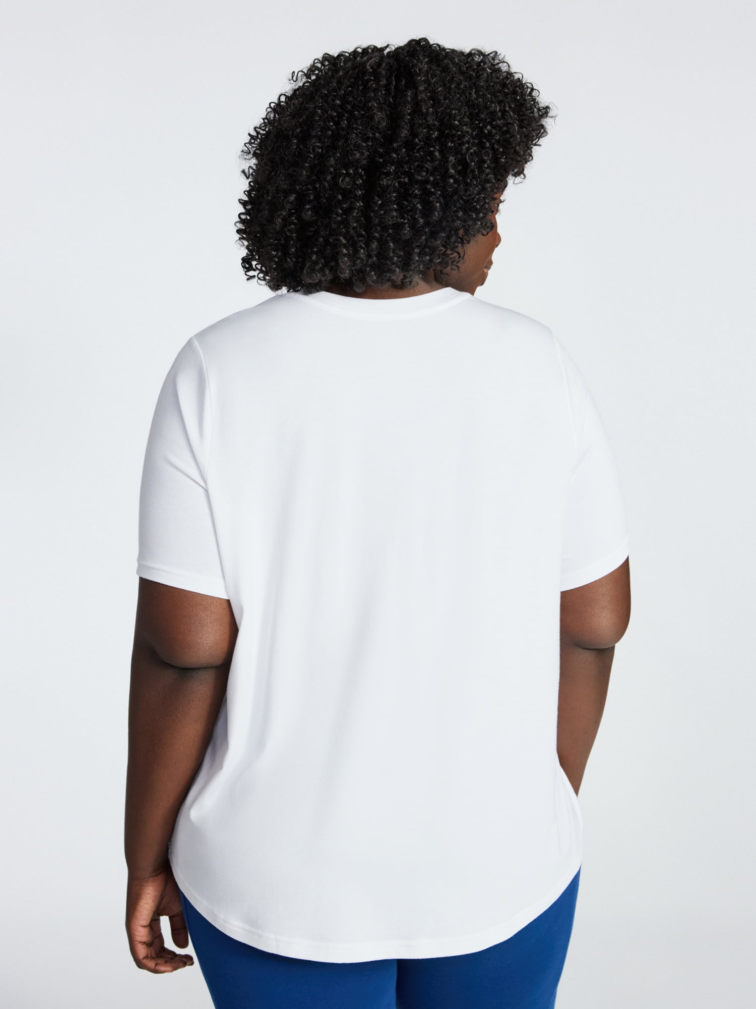 Terra & Sky Women's Plus Size Crewneck Tee with Short Sleeves, Sizes 0X-5X