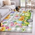 thumbnail image 2 of Easter Truck Area Rugs Collection 2.7'x5', Spring Floral Eggs Butterflies Leaves Gray Plaid Non Slip Indoor Rectangle Throw Runner Rug Floor Mat Carpet for Living Room Dining Table Bedroom Nursery, 2 of 9