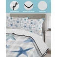thumbnail image 4 of Quilts Twin-XL Size Bedding Set, Blue Starfish Coastal Lightweight Quilted Comforter, Summer Beach Coral Grey Plaid Soft Reversible Bedspread Coverlet with Pillow Covers for All Season, 68" x 98", 4 of 7