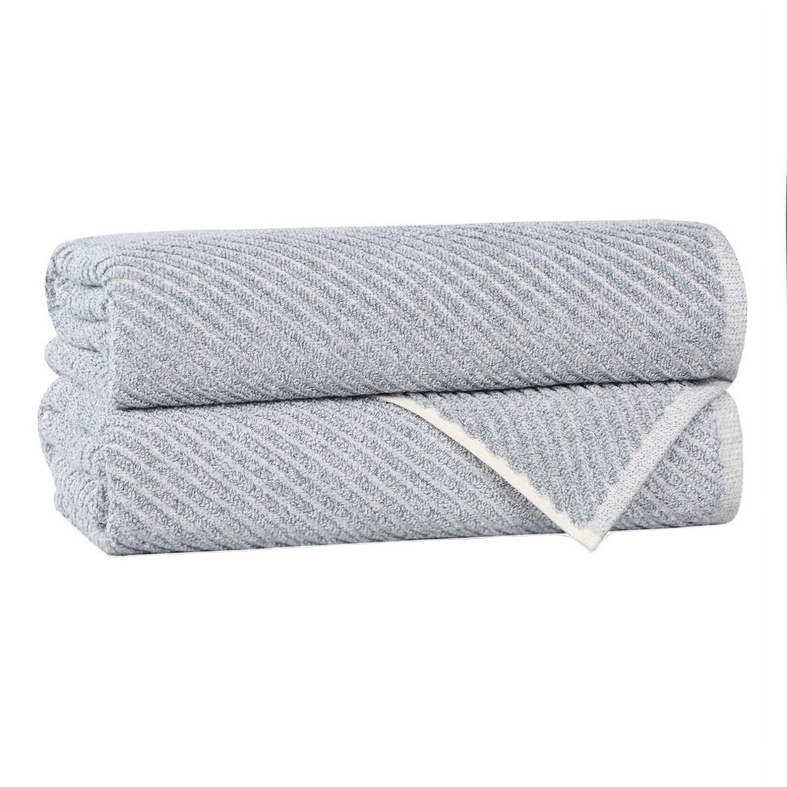 Superior Amelia Viscose Cotton Blend Medium Weight Bath Towels, Set of 2, Denim Blue