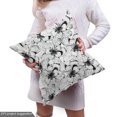 thumbnail image 4 of Flower Fabric by the Yard, Sketchy Drawn Continuous Pattern of Hibiscuses in Monochrome Design, Decorative Upholstery Fabric for Chairs & Home Accents, Charcoal Grey and White by Ambesonne, 4 of 4