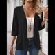 thumbnail image 5 of Cárdigan para Mujer, Cuartos, Color Liso, Informal, Chaqueta Corta, 2025 Negro L, 5 of 9