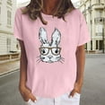 thumbnail image 1 of EGNMCR Chemise de Pâques pour Femmes Imprimé de Pâques Décontracté Col Rond Manches Courtes Été, 1 of 5