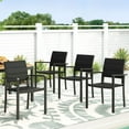 thumbnail image 4 of GDF Studio Curtisian Outdoor Mesh and Aluminum Dining Chairs, Black, Set of 4, 4 of 9
