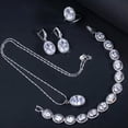 thumbnail image 5 of CZ Oval Shape Pendent Necklace Huggie Earrings Bracelet Ring Pageant Jewelry Set, 5 of 5
