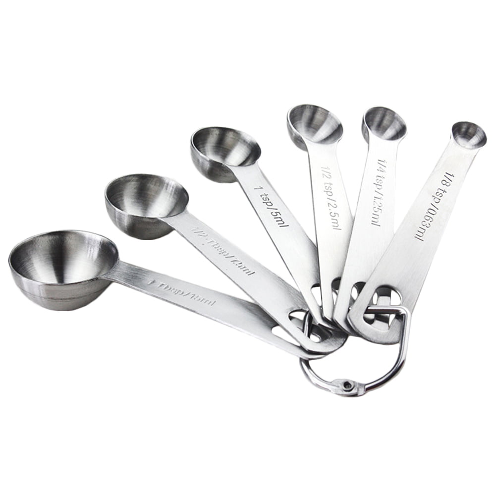 6Pcs Stainless Steel Measuring Spoons Cups for Coffee Seasoning Kitchen Tool Set