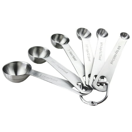 

GIFZES 6Pcs/Set Stainless Steel Seasoning Measuring Spoon Round Cup Kitchen Baking Tool