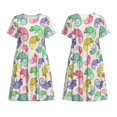 thumbnail image 3 of Bixox Robe d'Été à Manches Courtes pour Femmes Robe Ample Longueur Genou avec Poches-Caméléons Mignons, 3 of 7