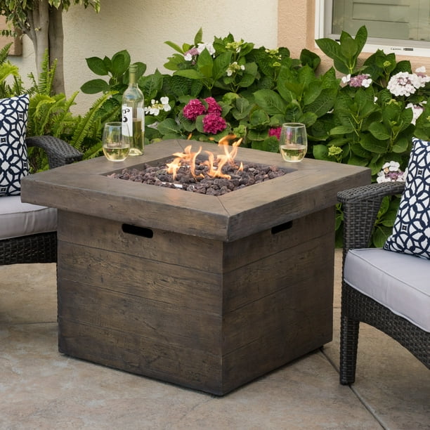 Ford Magnesium Oxide Square Gas Fire Pit, Brown - Walmart.com