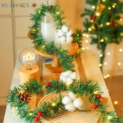 BadPiggies 2 Pack Christmas Garland String Lights, Pine Cone Light Battery Operated with Red Berry, 6.56ft 20 LED Indoor Outdoor Fairy Twinkle Light Xmas Party New Year Decor