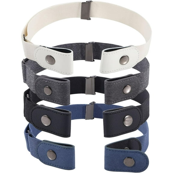 4Colors Belt Pant Waist Tightener No Buckle Invisible Elastic Stretch Belt Comfortable Adjustable Invisible Stretch Waist Belt for Jeans Shorts Pants