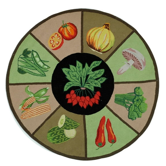 SAFAVIEH Vintage Poster Jancis Novelty Wool Area Rug, Multi, 5' x 5' Round