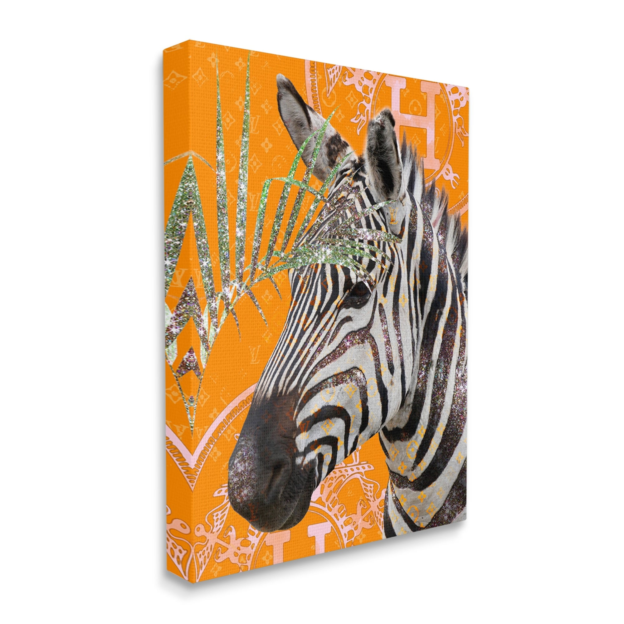 Stupell Industries Zebra Stripes Symbol Pattern Glam Detail Leaf Graphic Art Gallery Wrapped Canvas Print Wall Art, Design by Ziwei Li
