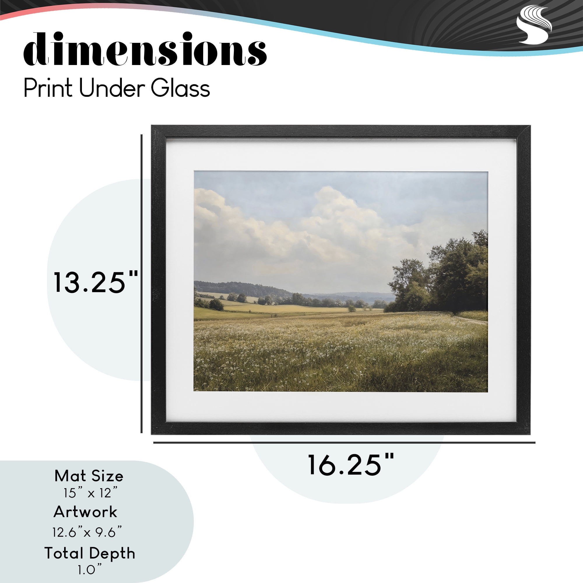 Stupell Industries Summer Landscape Cloudy Meadow Black Framed Print Under Glass, design by Franklyn Gregory