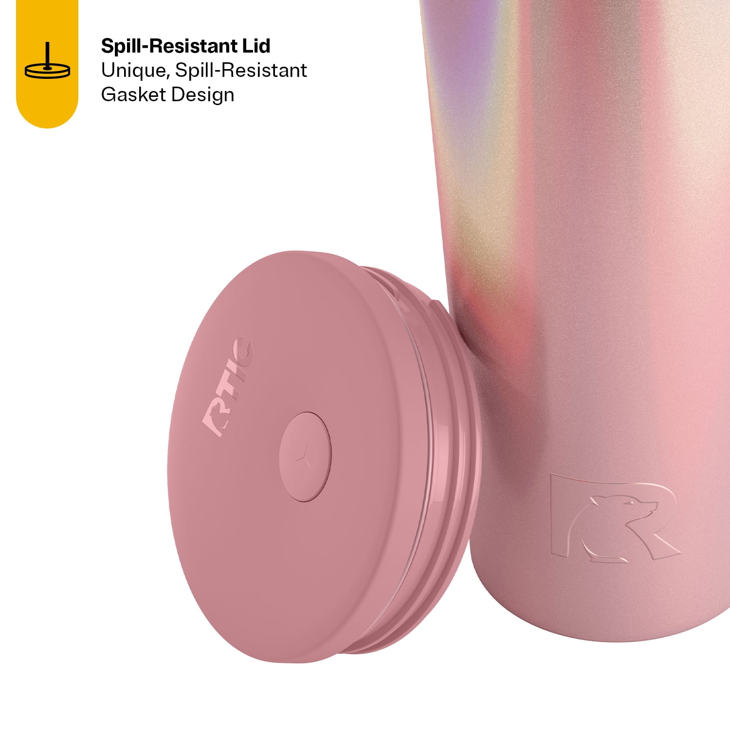 RTIC 28 oz Ceramic Lined Everyday Tumbler, Spill-Resistant Straw Lid, Dusty Rose Glitter