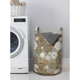 thumbnail image 3 of Floral Laundry Bag, Ornamental Flower Design Various Color Combinations Styles Diagonal Pattern, Basket with Handles Drawstring Closure for Laundromats, 13" x 19", Sepia Amber Grey, by Ambesonne, 3 of 4