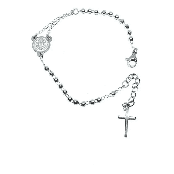 Pulsera Misterio Acero Inoxidable Plata Bola 3mm San Benito 19 Cm Xtellar plateado