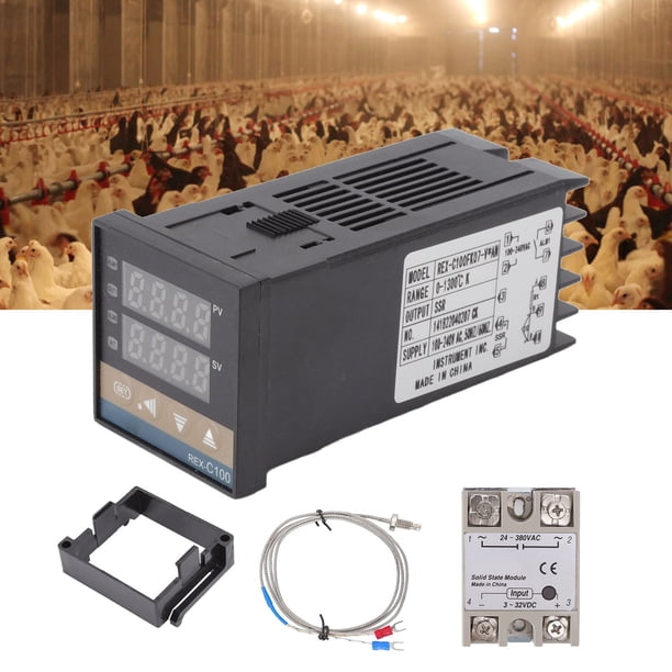 Gugxiom Kit de Controlador de Temperatura PID Inteligente Pantalla Digital AC100-240V Controladores de Temperatura PID Termostato Digital REX-C100 Controlador de Temperatura ANGGREK Otros
