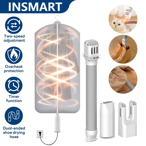 INSMART Portable Clothes Dryer for Home,Compact Travel Dryer Machine for Apartment RV, Multi-Functional Shoe & Garment Dryer with Heat Circulation,2 Modes,for Clothes Underwear & Shoes