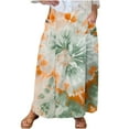 thumbnail image 2 of Maxi Skirts for Women Viikei Chiffon Skirt with Ruffles,Women's Printed Elastic Waistband Pleated Pocket Skirt With Mid Calf Skirt Green S, 2 of 5