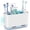 Blue, variant on Drainage Toothbrush Holder for Bathroom Countertop – Adjustable Dividers, Anti-Slip, Rustic Caddy Organizer for Toothpaste, Shower, Family, Kids