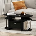 thumbnail image 6 of Furinno JAYA Simple Design Oval Coffee Table with Bin, Americano, Stainless Steel Tubes, 6 of 6