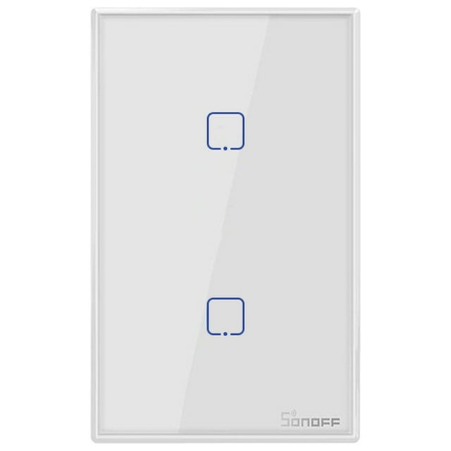 Amdohai SONOFF T2US2C-TX 2 Gang Smart WiFi Wall Light Switch 433MHz RF Remote Control APP/Touch Control Timer US Standard Panel Smart Switch Compatible with Google Home/Nest & Alexa