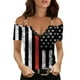 thumbnail image 1 of Tops de Mujer Blusa Casual Elegante Camisas Con Cuello en V Cremallera Suelta Tanque Fuera Del Hombro Impresión Manga Corta Odeerbi ODB164704, 1 of 4