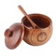 thumbnail image 5 of 1 tarro de madera maciza para especias, condimento, azucarero con cuchara y tapa para herramientas de cocina, 5 of 15