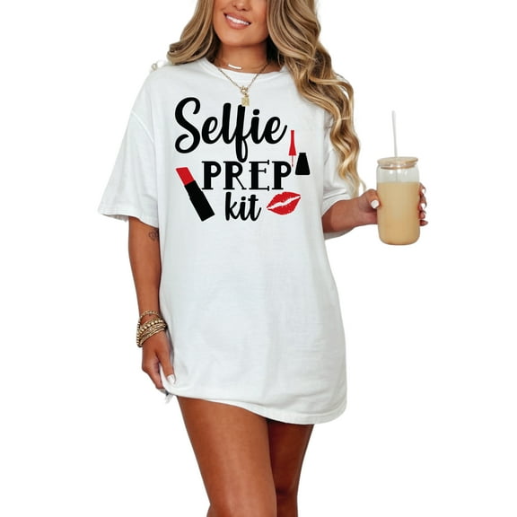 Fun Selfie Prep Kit Illustration, White Comfort Colors T-Shirt, Small