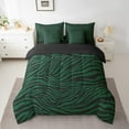 thumbnail image 2 of Manfei Geometric Stripes 7-Piece Twin Bedding Sets,Black Green Bedding Comforter Set,Zebra Print Breathable Sheet Sets,Microfiber Abstract Room Decor,Reversible, 2 of 7