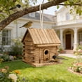 thumbnail image 2 of Wooden Bird Feeder and House with Rope, Multi Color Outdoor Courtyard Hanging Feeder for Parrots Breeding, 7.09X6.69X6.3 Inch, 2 of 7