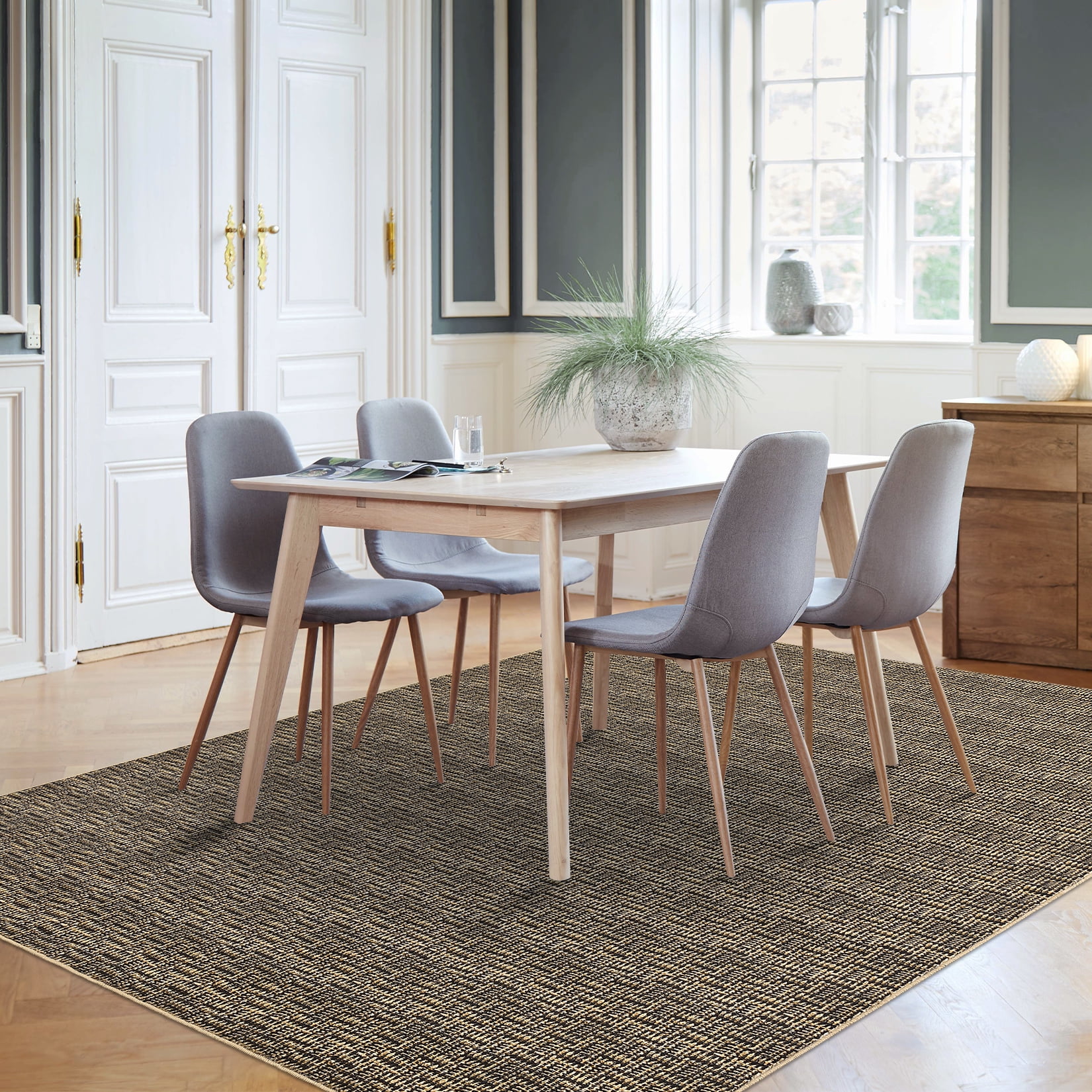 CAROMIO Washable Area Rug Non Slip 5' x 7' Rug for Living Room Solid Printed Textured Rug Indoor Carpet for Bedroom Dining Room, Brown