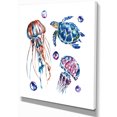 thumbnail image 2 of Colorful Jellyfish and Turtles - Animal Canvas Art Print, 2 of 3