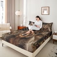 thumbnail image 4 of Homewish Animal Bear Twin Sheet Sets 3pcs for Female Men Adults,Tree Branches Twin Fitted Sheet Microfiber,Camouflage American Flag Breathable Flat Sheet,Lightweight Room Decor, 4 of 7